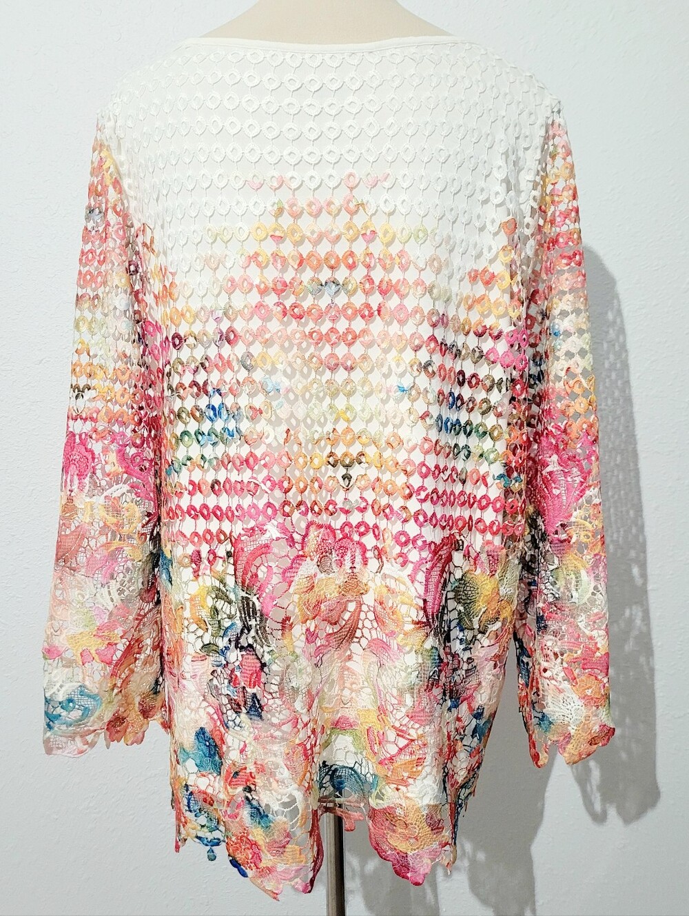 Soft Surroundings Lace Tunic Top Size Large Floral Crochet Overlay Boho Romantic - Picture 5 of 11